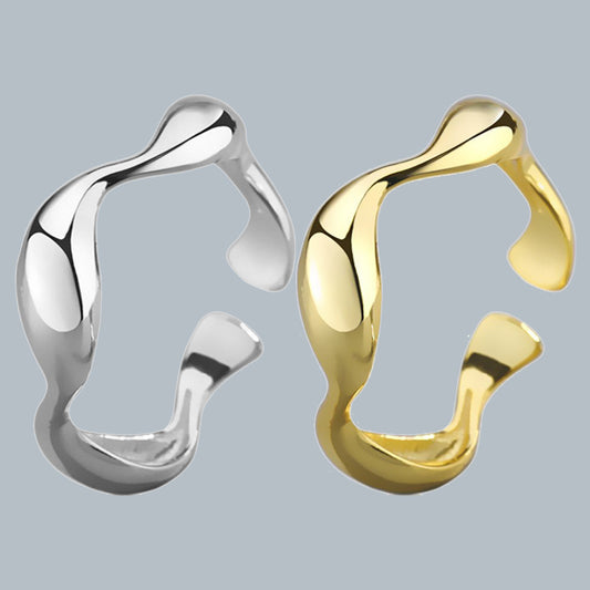 Irregular Wave Glossy Ring Gold Plated Personality Ornament