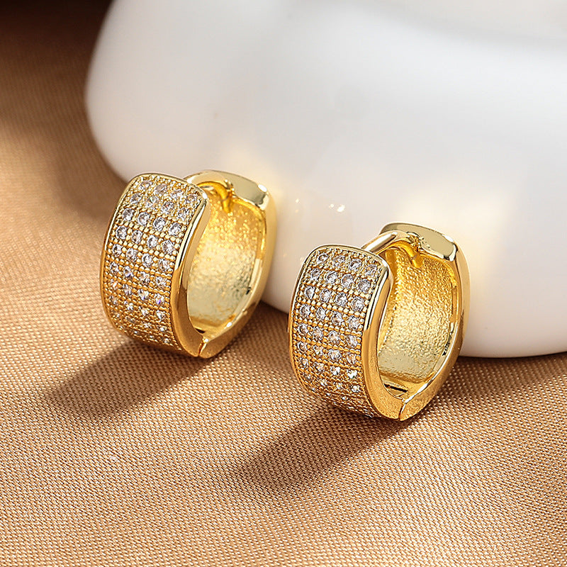 Full Diamond Unique Earrings Wide Brim Fashion Ear Ring