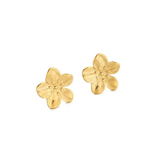 Non-fading Titanium Steel Flower Stud Earrings