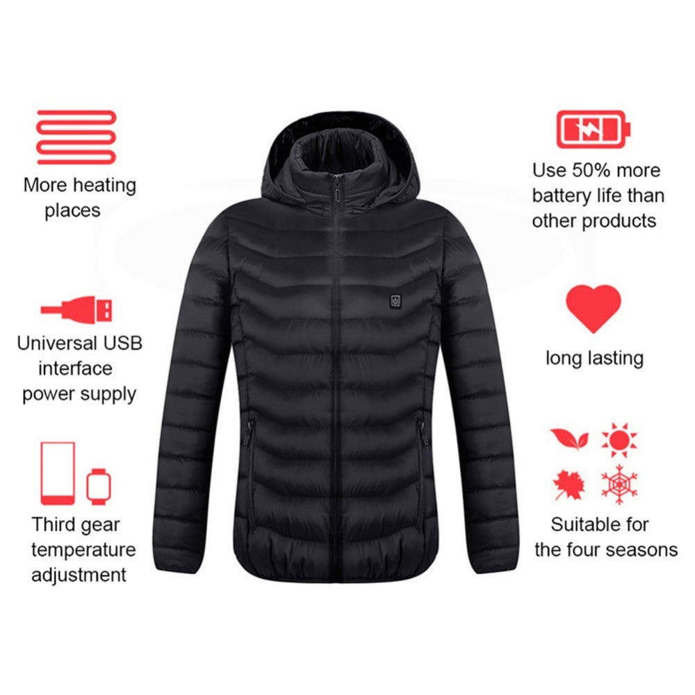 New Heated Jacket Coat USB Electric Jacket Cotton Coat Heater Thermal Clothing Heating Vest Women Clothes Winter