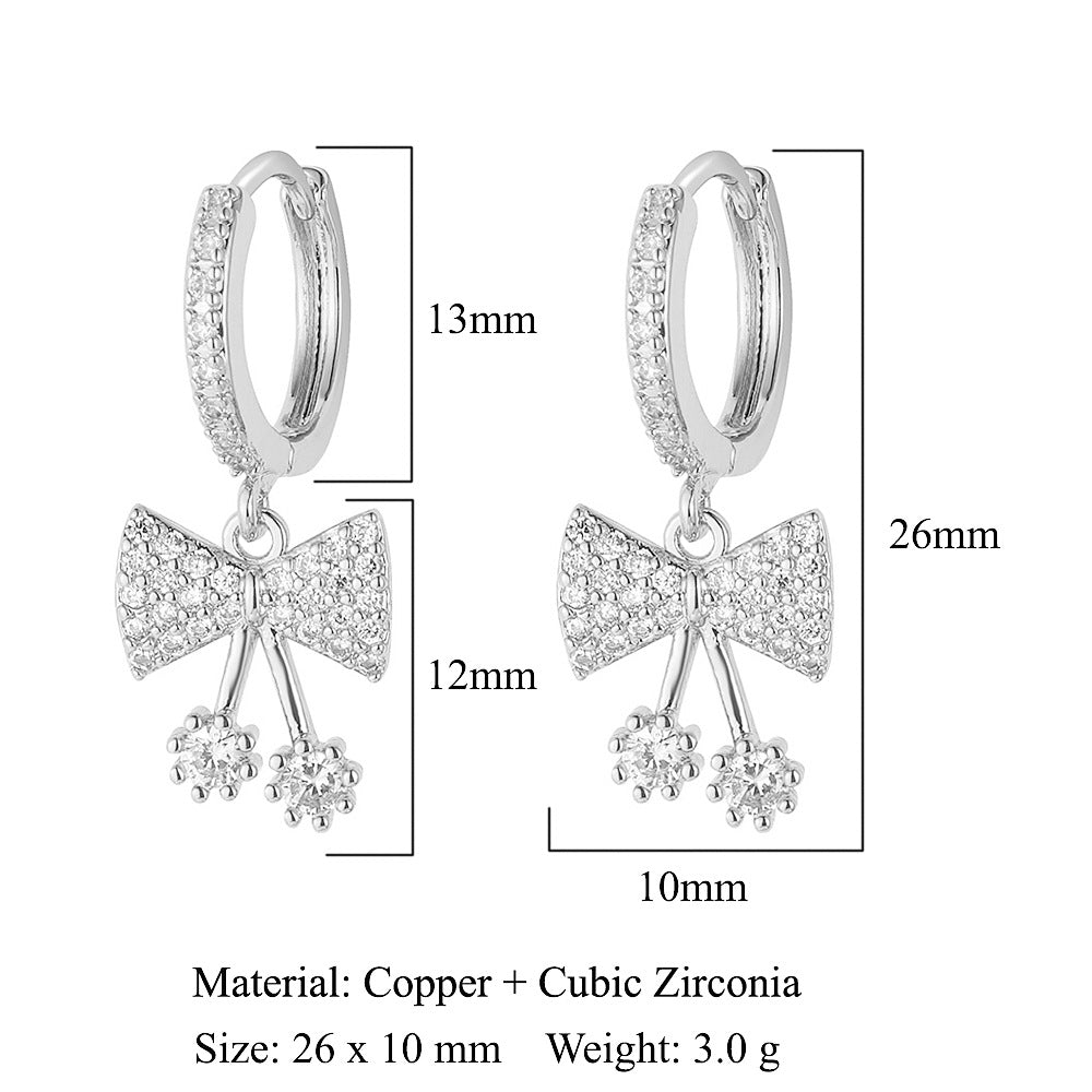 Cherry Bow Copper Zircon Women's Earrings