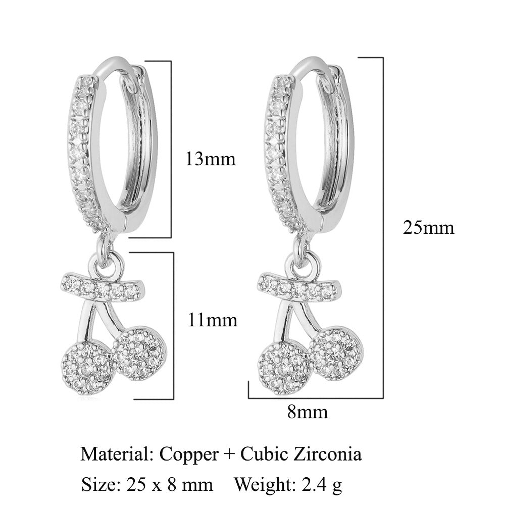 Cherry Bow Copper Zircon Women's Earrings