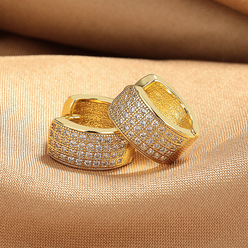 Full Diamond Unique Earrings Wide Brim Fashion Ear Ring