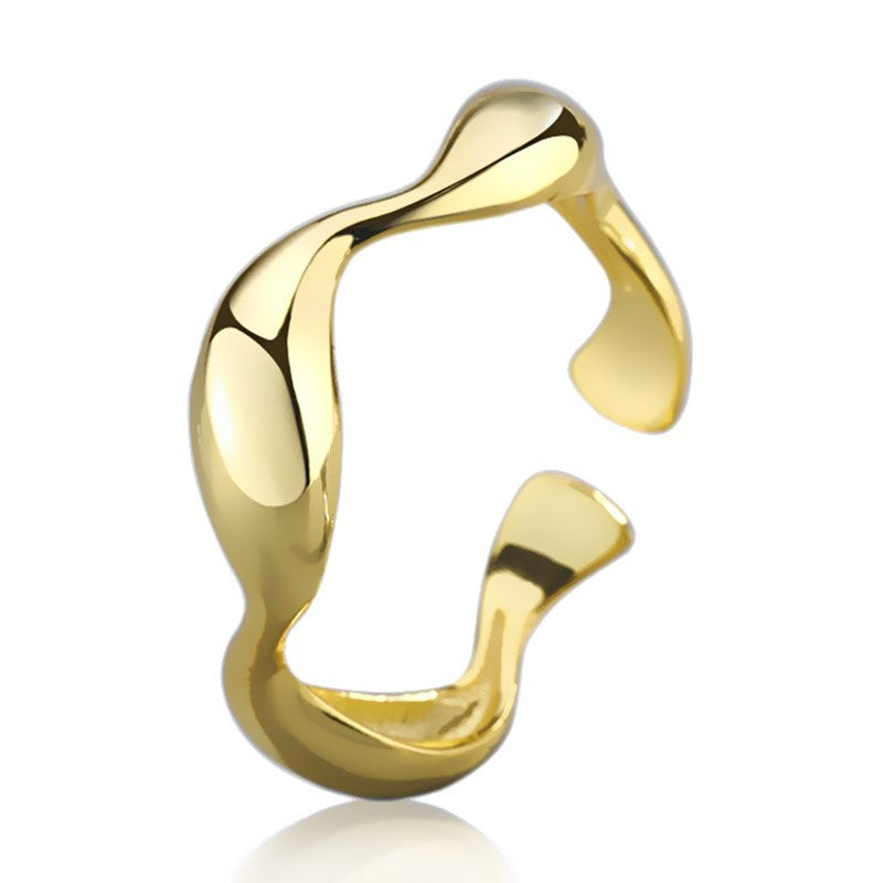 Irregular Wave Glossy Ring Gold Plated Personality Ornament