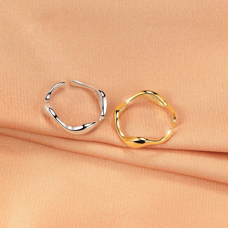 Irregular Wave Glossy Ring Gold Plated Personality Ornament