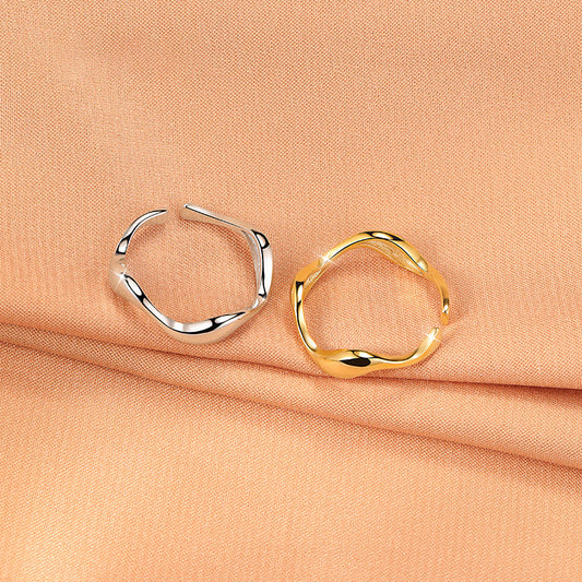 Irregular Wave Glossy Ring Gold Plated Personality Ornament