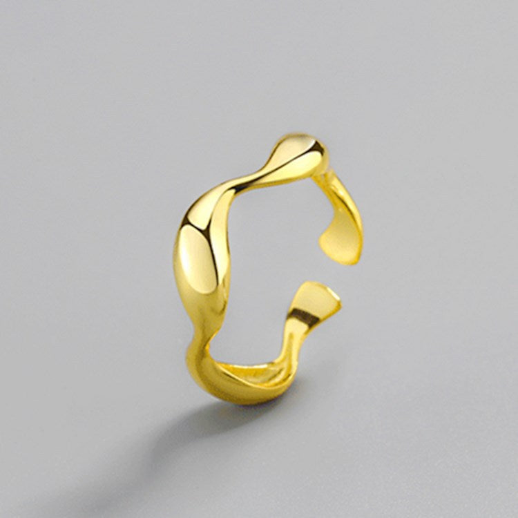 Irregular Wave Glossy Ring Gold Plated Personality Ornament