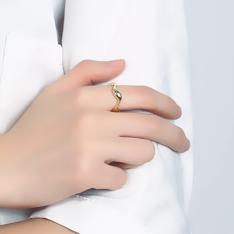 Irregular Wave Glossy Ring Gold Plated Personality Ornament