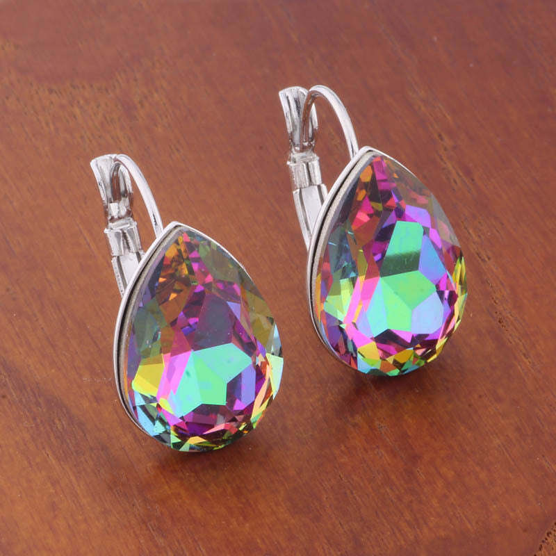 Water Drop Color Earrings Female Fashion Temperament