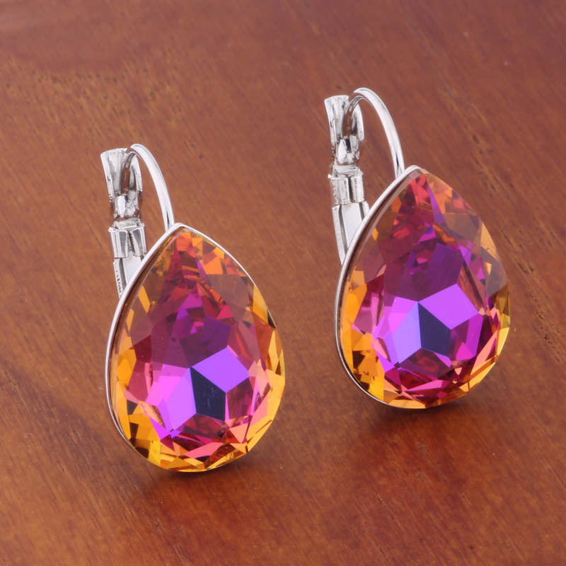 Water Drop Color Earrings Female Fashion Temperament