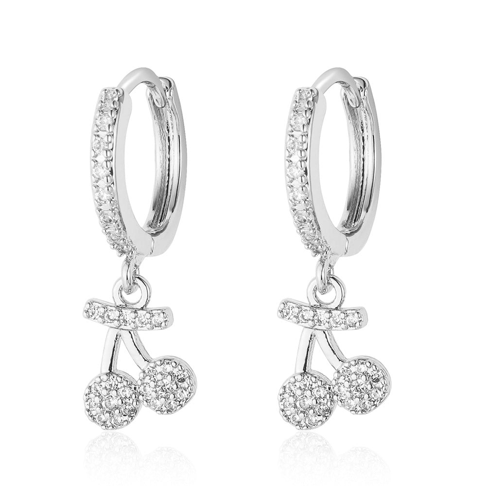 Cherry Bow Copper Zircon Women's Earrings